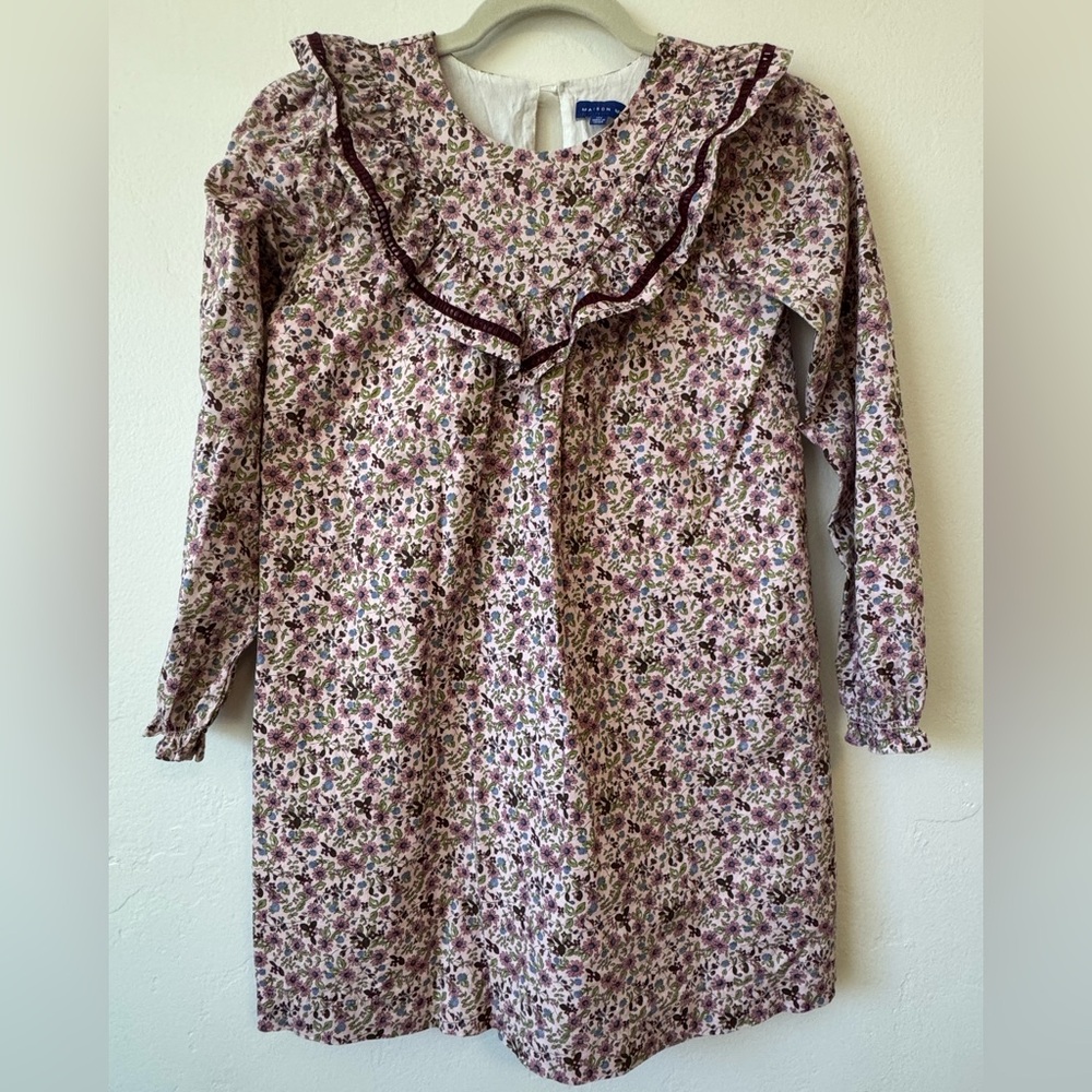 Maison Me pink Floral Long Sleeve Dress with Ruffle Collar